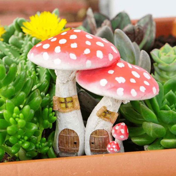 Red Mushroom Fairy Homes with Pick