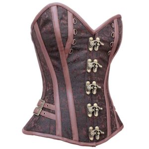 Brown Brocade Sweetheart Overbust Corset