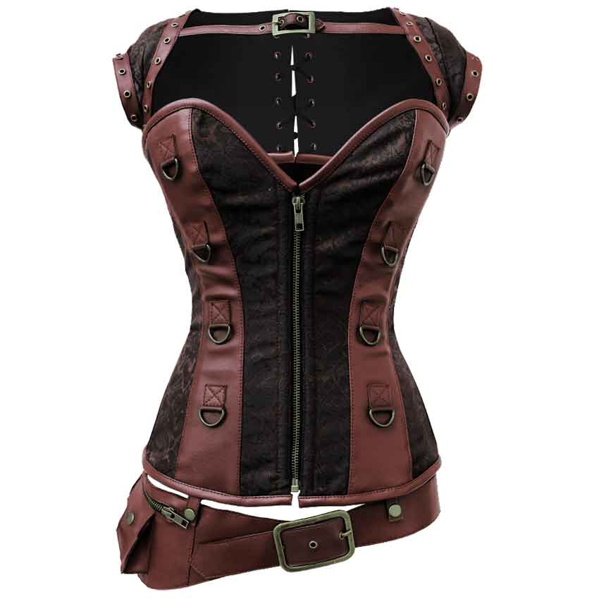 Steampunk Corset with Detachable Belt Jacket in Ecstasy Pattern