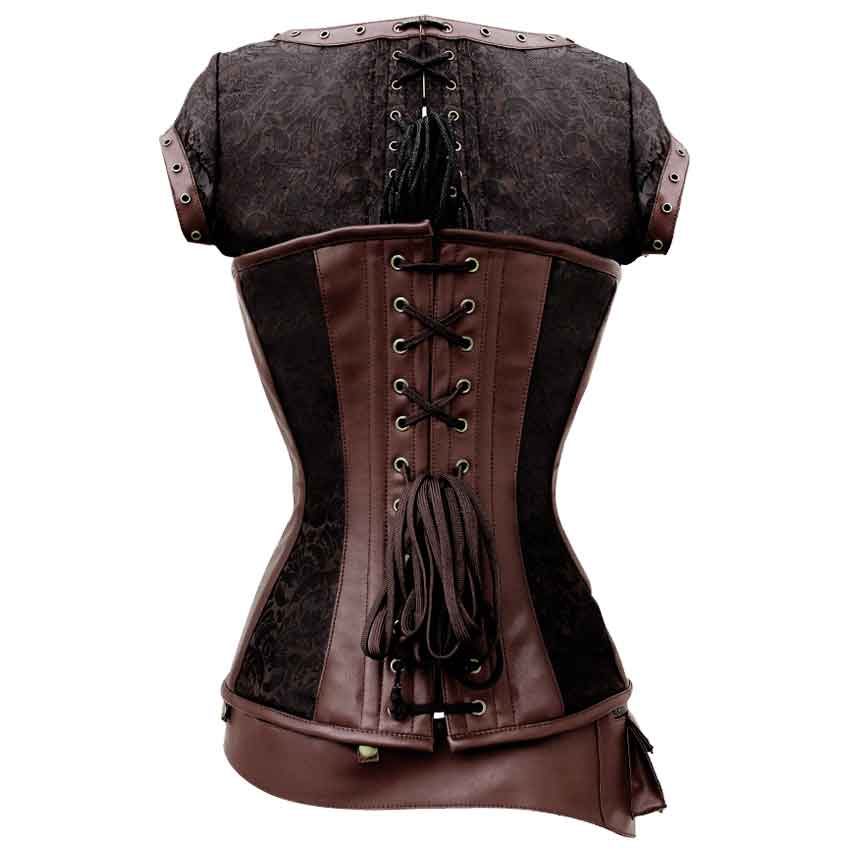 Steampunk Underbust Corset Belt Dress Classic Lace Brown Pu - Temu