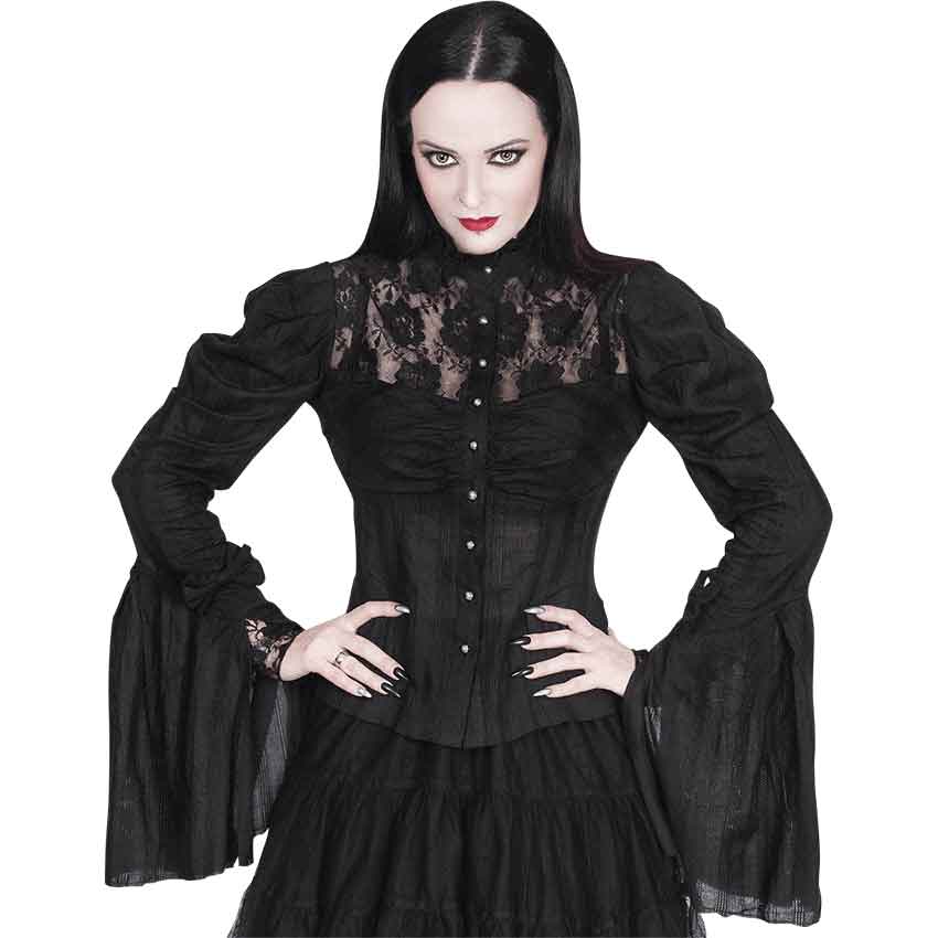 Black Lace Long Sleeve Gothic Top