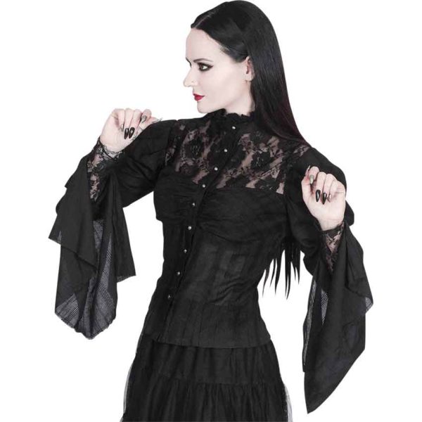 Black Lace Long Sleeve Gothic Top