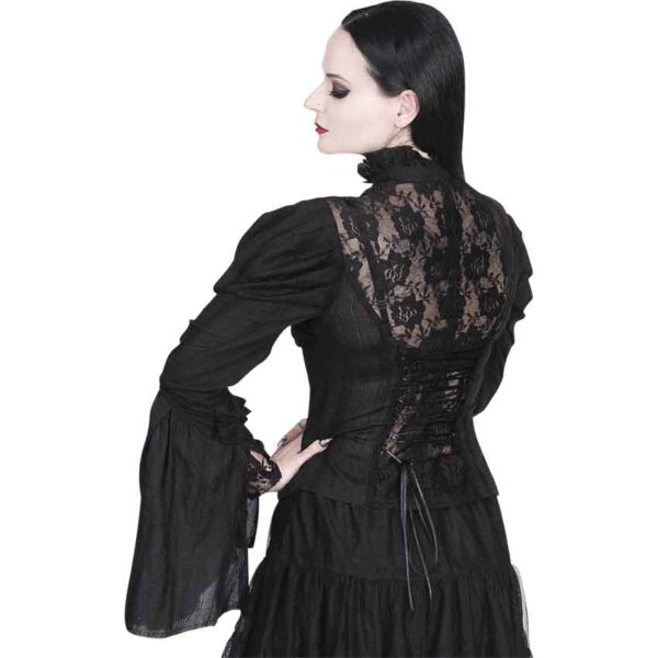 Black Lace Long Sleeve Gothic Top