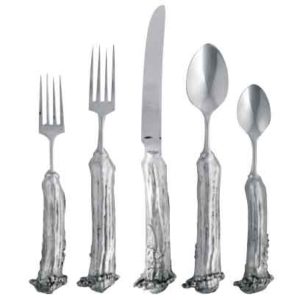 5 Piece Pewter Antler Flatware Set