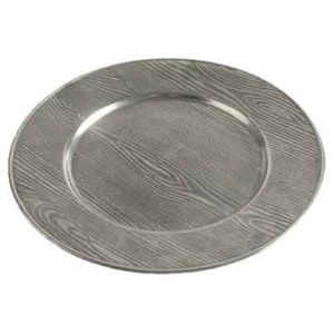 Pewter Wood Grain Charger Plate
