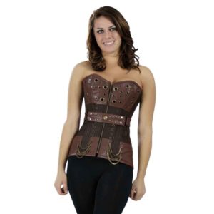 Belted Brown Steampunk Overbust Corset