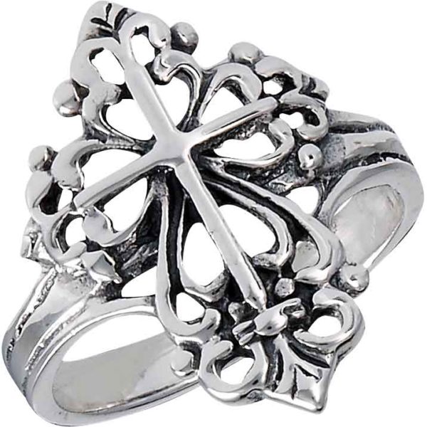 Sterling Silver Ornate Cross Ring