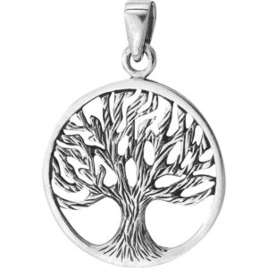 Sterling Silver Circle Tree Pendant