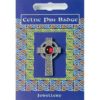 Interlaced Celtic Cross Gem Pin Badge