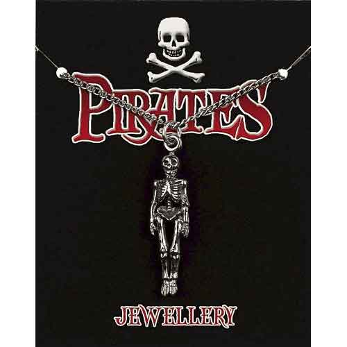 Pewter Pirate Skeleton Necklace