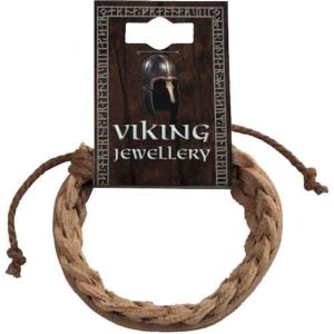 Viking Brown Leather Plaited Bracelet