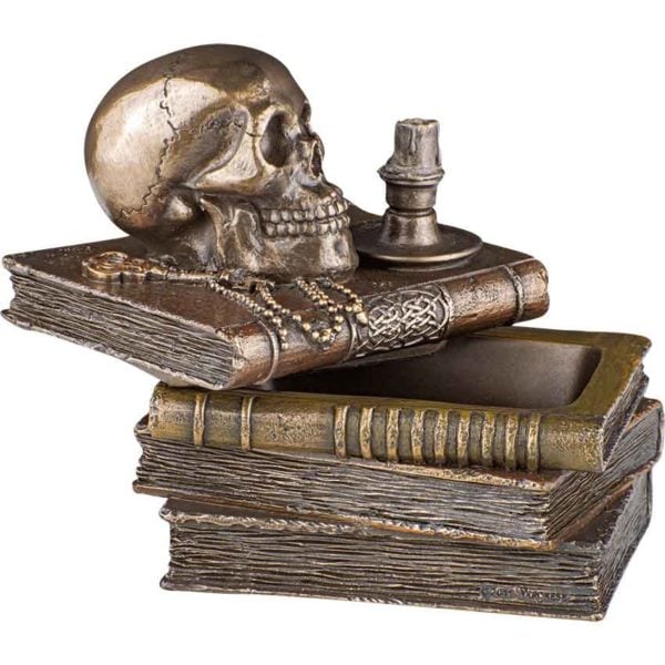 Wizard's Study Trinket Box With Skull And Candle