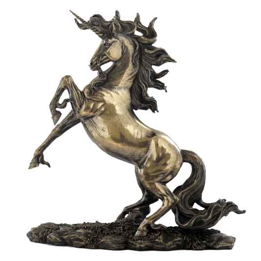 Rearing Unicorn Bronze Finish Sculpture Statue Mythical Horse Fantasy Gift NEW 