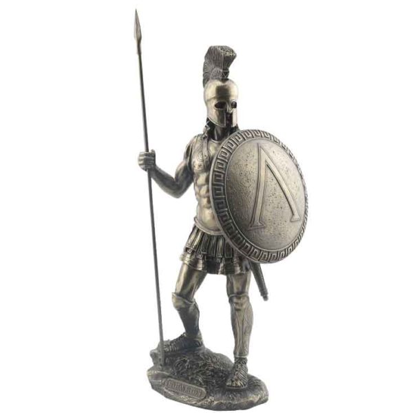 Spartan Warrior With Spear And Hoplite Shield Statue