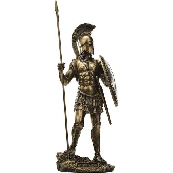 Spartan Warrior With Spear And Hoplite Shield Statue