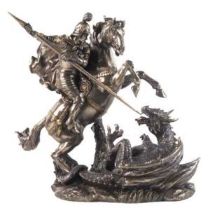 St. George On Horse Slaying a Dragon Statue