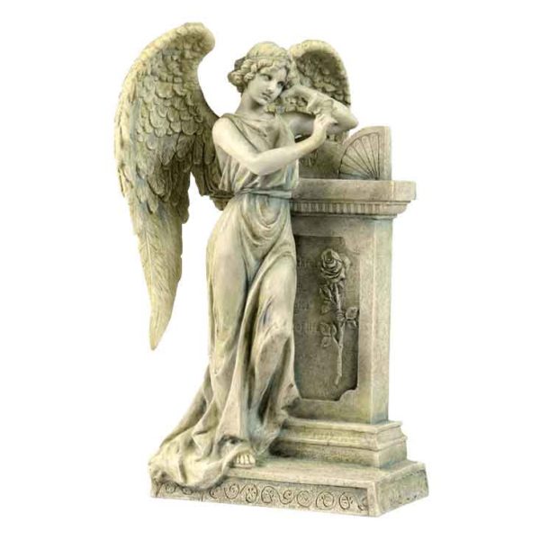 Angel Leaning On A Tombstone Statue