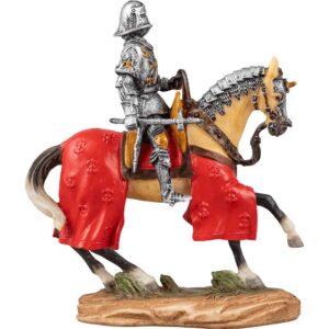 Armored Crusader On Horseback With Maltese-Cross Emblem Statue