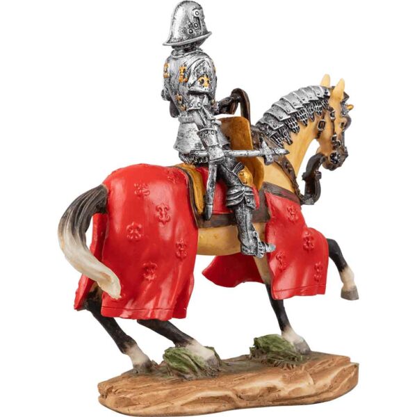 Armored Crusader On Horseback With Maltese-Cross Emblem Statue