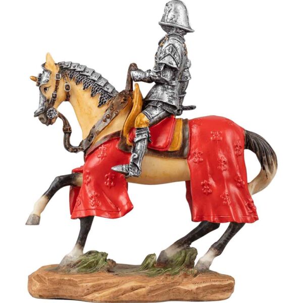 Armored Crusader On Horseback With Maltese-Cross Emblem Statue