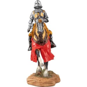 Armored Crusader On Horseback With Maltese-Cross Emblem Statue