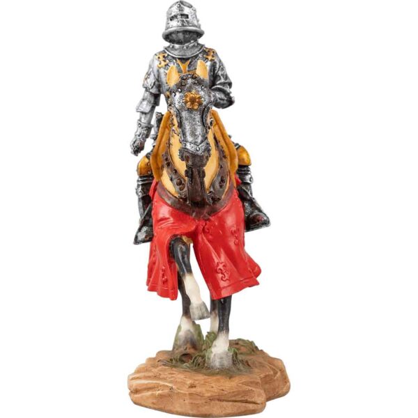 Armored Crusader On Horseback With Maltese-Cross Emblem Statue