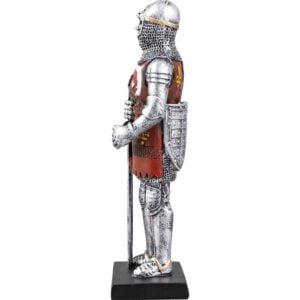 Armored Knight With Chainmail Coif Helmet And Sword Statue