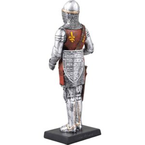 Armored Knight With Chainmail Coif Helmet And Sword Statue