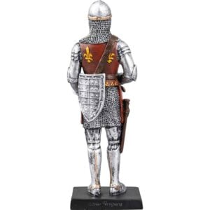 Armored Knight With Chainmail Coif Helmet And Sword Statue