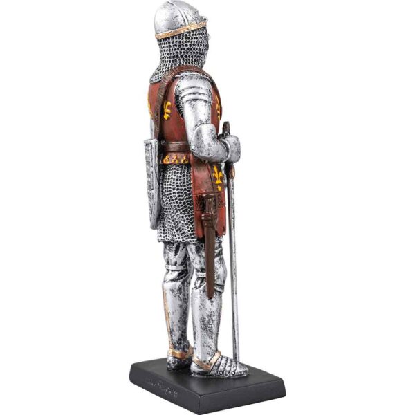 Armored Knight With Chainmail Coif Helmet And Sword Statue