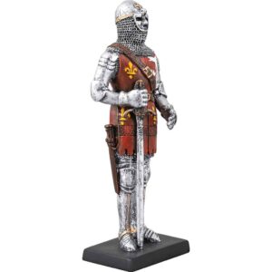 Armored Knight With Chainmail Coif Helmet And Sword Statue