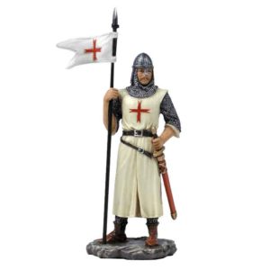 Armored Crusader With Flag In Right Hand Statue