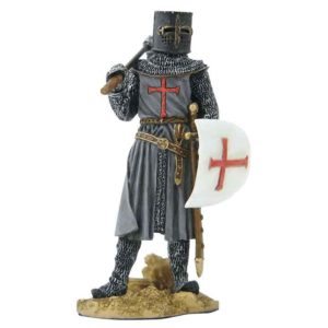 Armored Crusader - Holding Shield And Axe Statue