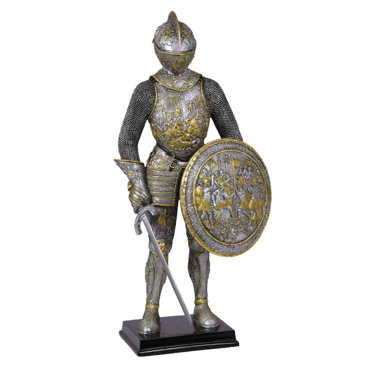 13" MEDIEVAL TIMES CRUSADES KNIGHT N PARADE ARMOR ARMOUR STATUE W SWORD & SHIELD 