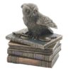 Bronze Owl Flapping Wings On Books Trinket Box