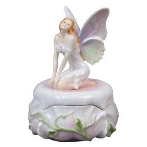 Fairy Kneeling On Pink Trinket Box