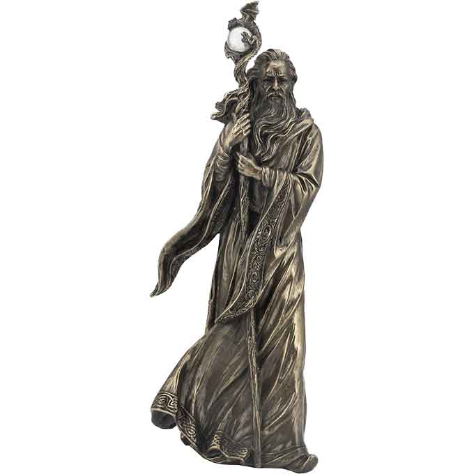Glass WIZARD Sorcerer Figurine Sculpture Camelot King Arthur Merlin Unison Gift 