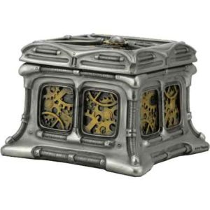 Steel and Brass Steampunk Butterfly Trinket Box