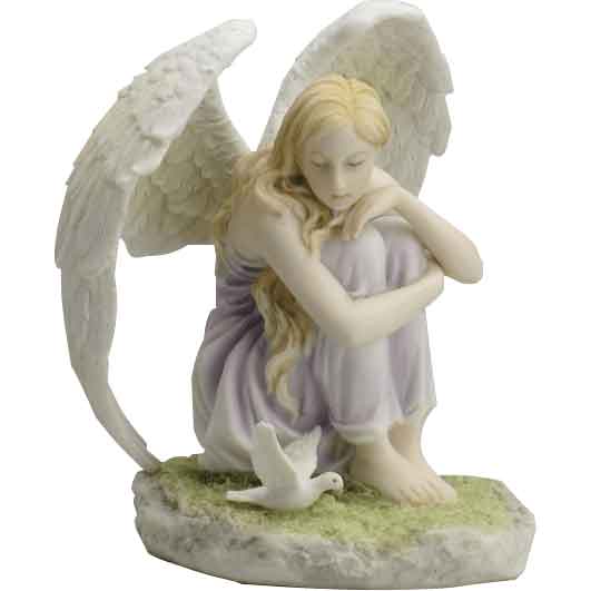 Sitting Angel With Dove Statue