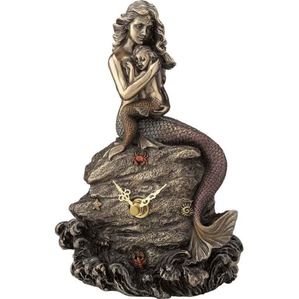 Mermaid and Child Seaside Rock Clock