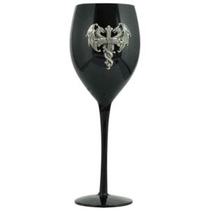 Twin Dragons Crucifix Wine Glass