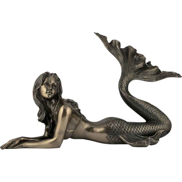 Lounging Bronze Mermaid Statue