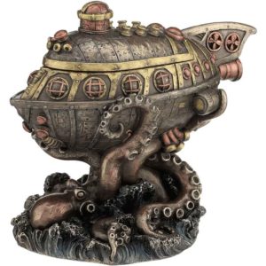 Steampunk Submarine Vs. Octopus Trinket Box