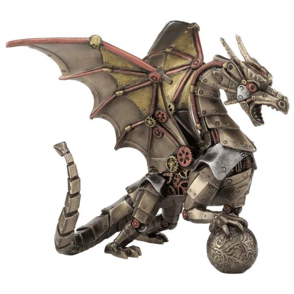 Steampunk Dragon Holding Sphere