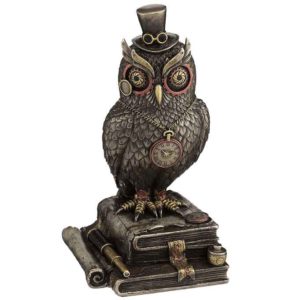 Steampunk Owl with Top Hat and Books