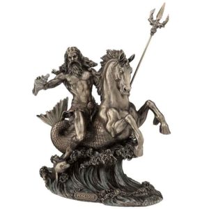 Poseidon with Trident Riding a Hippocampus