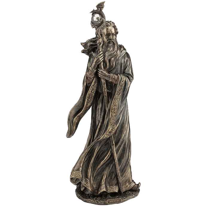 MERLIN Large 47cm Nemesis Now Statue Wizard Magical King Arthur Bronzed FREE P+P 
