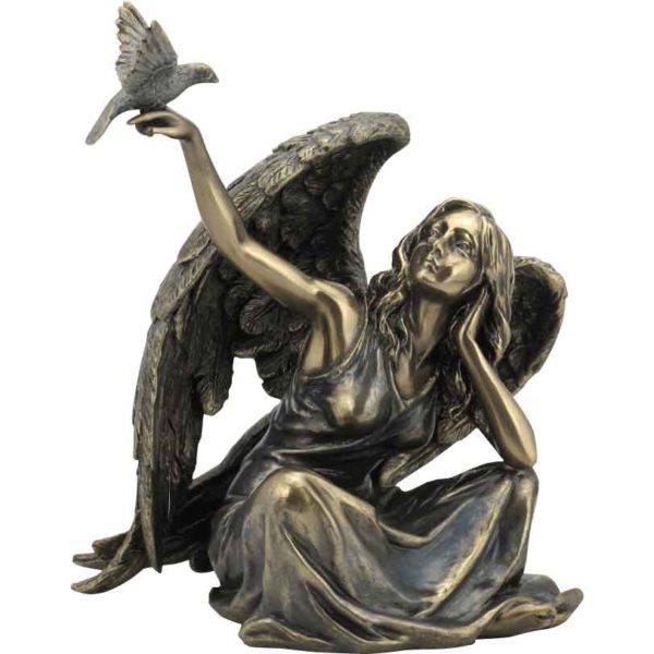 Bronze Seated Angel with Dove