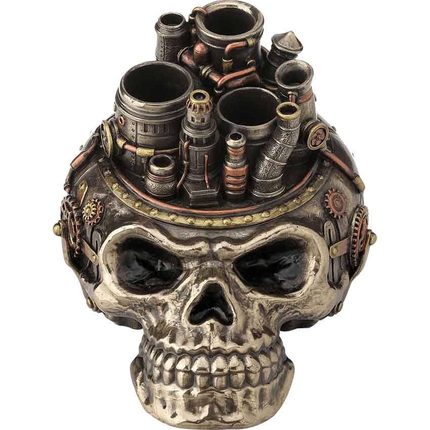 Steampunk Skull Industrial Pen Holder