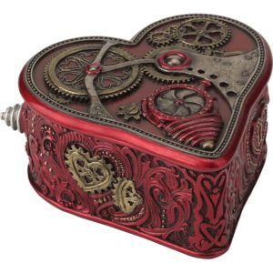 Steampunk Ruby Heart Trinket Box